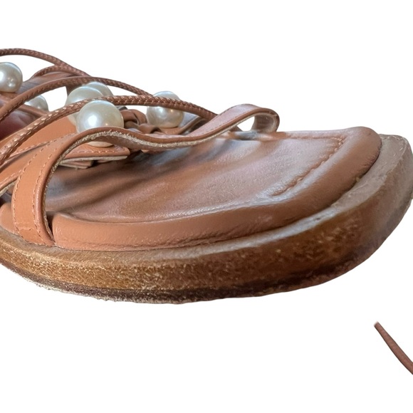 Stuart Weitzman Goldie Lace-Up Pearl Embellished Sandal Size 10AA - Picture 11 of 12